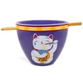 thumbnail image 2 of Set de vajilla Boom Trendz Bowl Bop Purple Lucky Cat Japan, 2 of 8