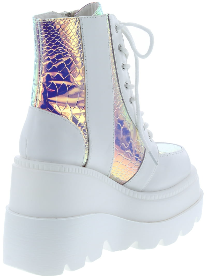 Cape Robbin Radio Holographic Platform Ankle Chunky Block