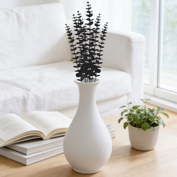 1 Bouquet Of Eucalyptus Stems Greenery Stems Fake Leaves Artificial Flowers Bouquet Faux Branches Centerpiece Flores Plants for Home Party Decor Wedding Decoration, Black