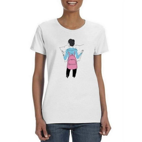 Woman Looking At A Map T-Shirt Women -Smartprints Designs, Female Small