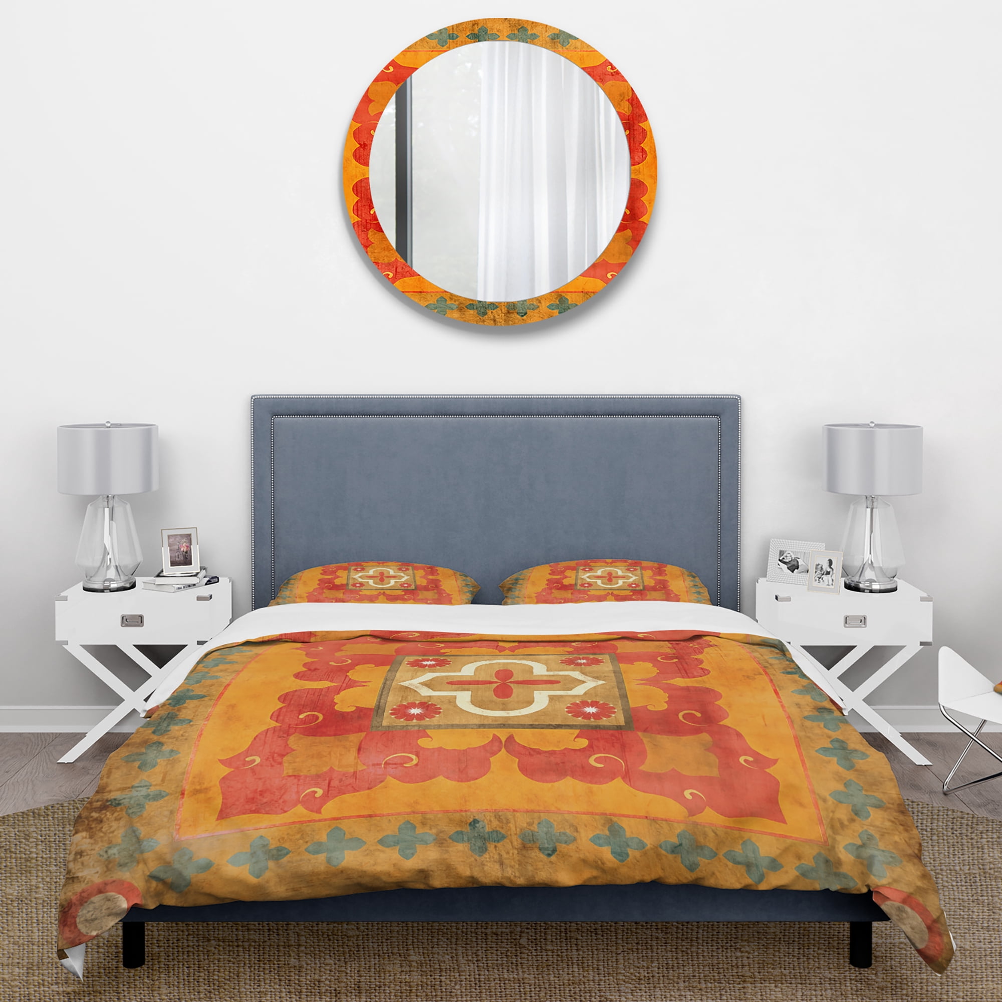 Designart 'Moroccan Orange Tiles Collage II' Cottage Duvet Cover Set