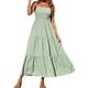 thumbnail image 2 of Vestido De Playa De Mujer Vestido largo sexy Una línea Vestido de color sólido Cuello cuadrado Traje diario (Verde S) Cgtredaw Para estrenar, 2 of 6