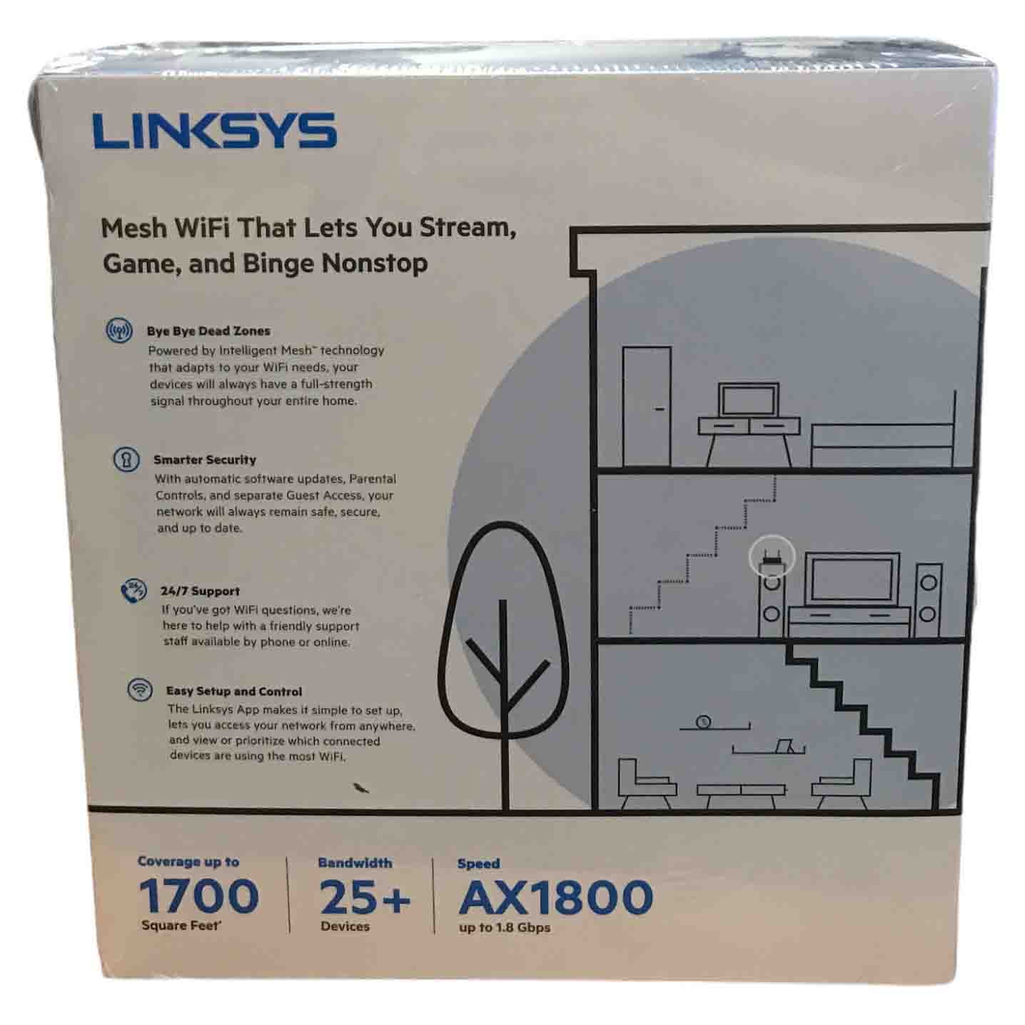 Linksys ax1800 MAX-STREAM Mesh Wi-Fi 6 Router