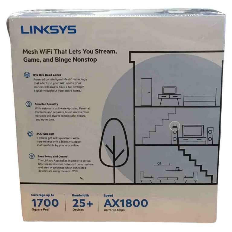 LINKSYS メッシュ Wi-Fi ルーター AX1800 Linksys MAX-STREAM Dual Band Gaming Wi-Fi 6 Router, Wireless