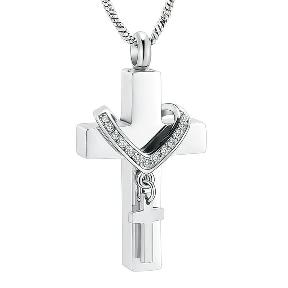 Cross Urn Necklaces for Ashes Cremation Crucifix Keepsake Memorial Pendant Necklace Memorial Jewelry