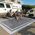 thumbnail image 6 of Outdoor Rug Reversible Portable Plastic Straw Camping Rugs for Outside RV,Large Waterproof Outdoor Area Rugs for Patio,Deck,Porch,Balcony(5'x 8',White&Gray), 6 of 7