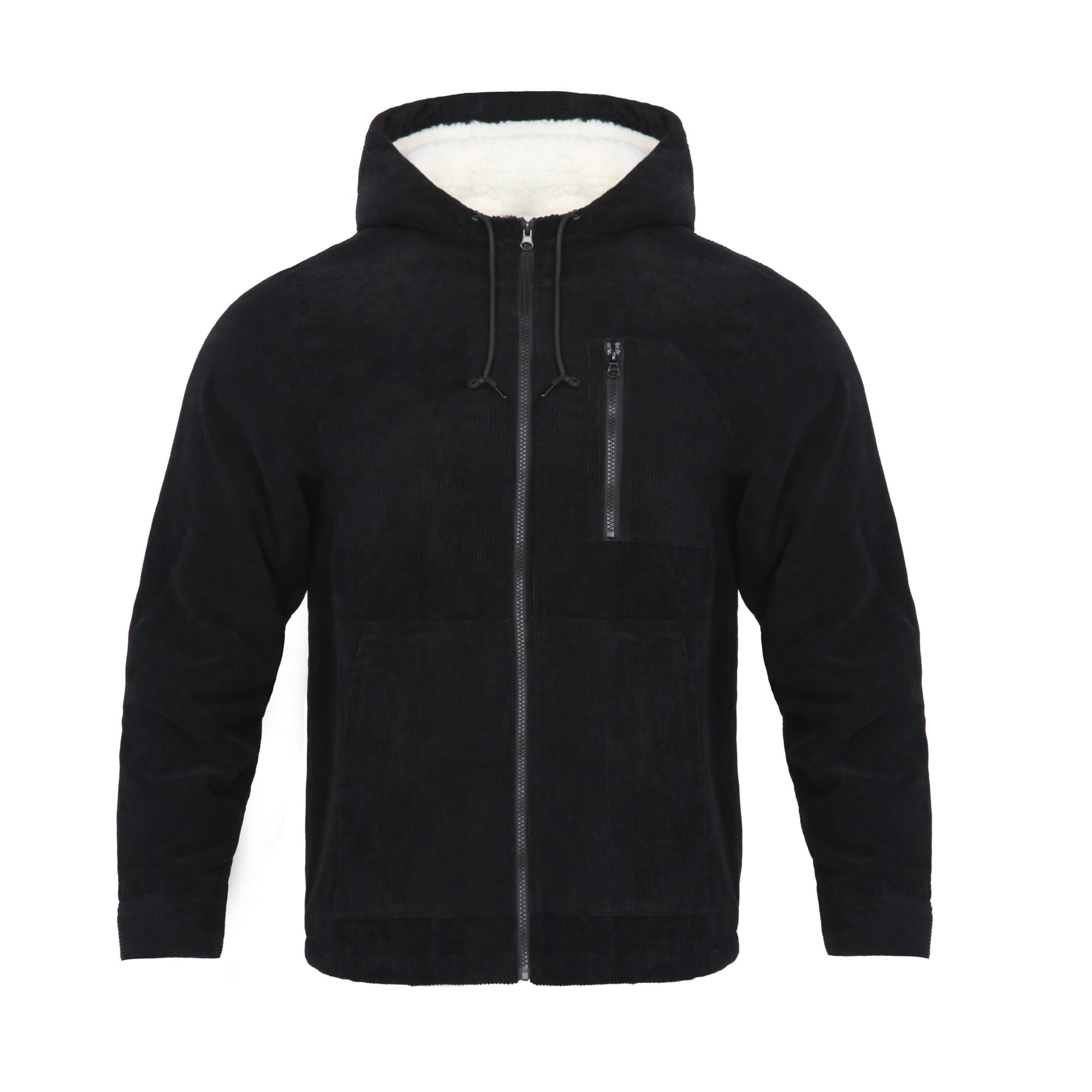 Beautiful Giant Men's Corduroy Jacket with Sherpa Lining Winter Warm Zip-Up Hooded Coat Thick Thermal Outerwear