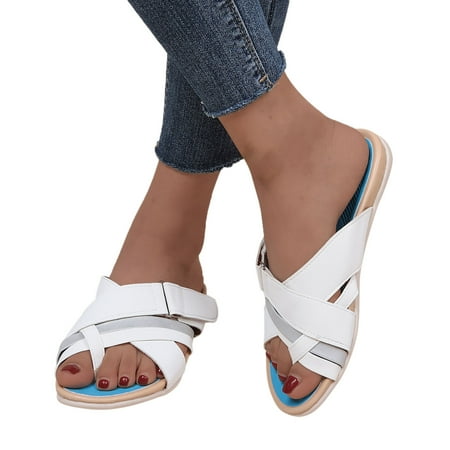 

NECHOLOGY Comfy Flip Flops for Women Slippers Women Flat Thong Slippers Pullover Sandals Womens Slippers Cross Band White 8