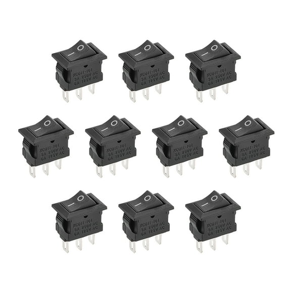 Unique Bargains Mini Boat Rocker Switch Black Toggle Switch for Boat Car Marine ON/ON AC 250V/3A 125V/6A 10pcs