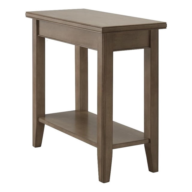 Pemberly Row Table d'Appoint Étroite en Bois Massif avec Tablette, Gris Fumée