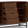 thumbnail image 6 of Simpli Home Banting 60 inch Wide Industrial Mid Century Sideboard with Centre Drawers in Walnut Veneer, 6 of 13