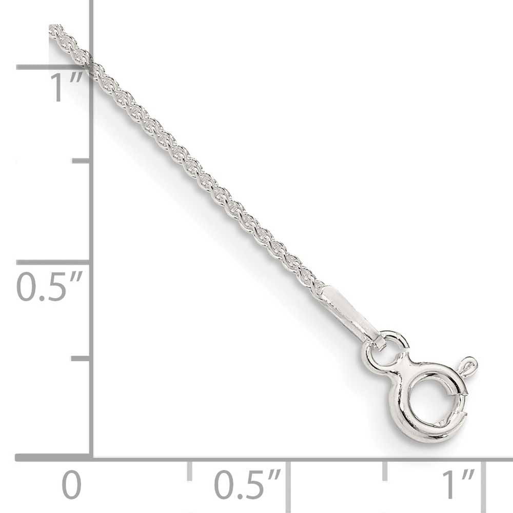 Finest Gold Sterling Silver 1 mm Round Spiga Chain Anklet