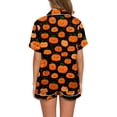 thumbnail image 4 of WTOBBY Ladies' Two-Piece Halloween Pajamas Set Loose Fit Short Sleeve Top & Soft Shorts Printed Sleepwear Comfortable Loungewear Home Wear Cozy Outfit,Orange L, 4 of 6