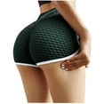 thumbnail image 2 of Abcnature High Waisted Butt Lifting Yoga Shorts for Women Tummy Control Textured Ruched Shorts Sports Gym Running Beach Hot Pants Green M, 2 of 7