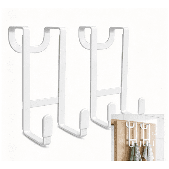 .WZB over the door heavy duty hanger hooks, no drill stainless steel rack for coat towel bag, fits doors up to 1-7/8 in thickness, 2 packs