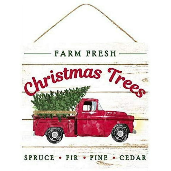 Farm Fresh Christmas Trees Sign - 10" x 10", Vintage Kitchen Sign, Wreath, Wooden Home Decor, Fireplace Mantle