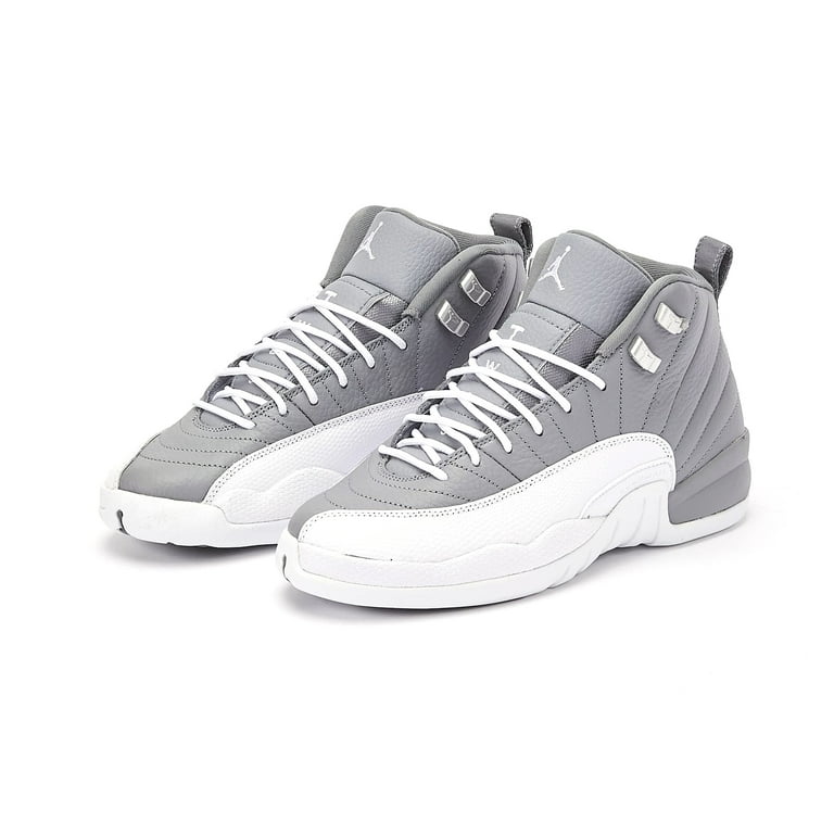 Jordan Boy s Air Jordan XII 12 Shoes Medium Round Toe Stealth White Cool Grey 4 Walmart