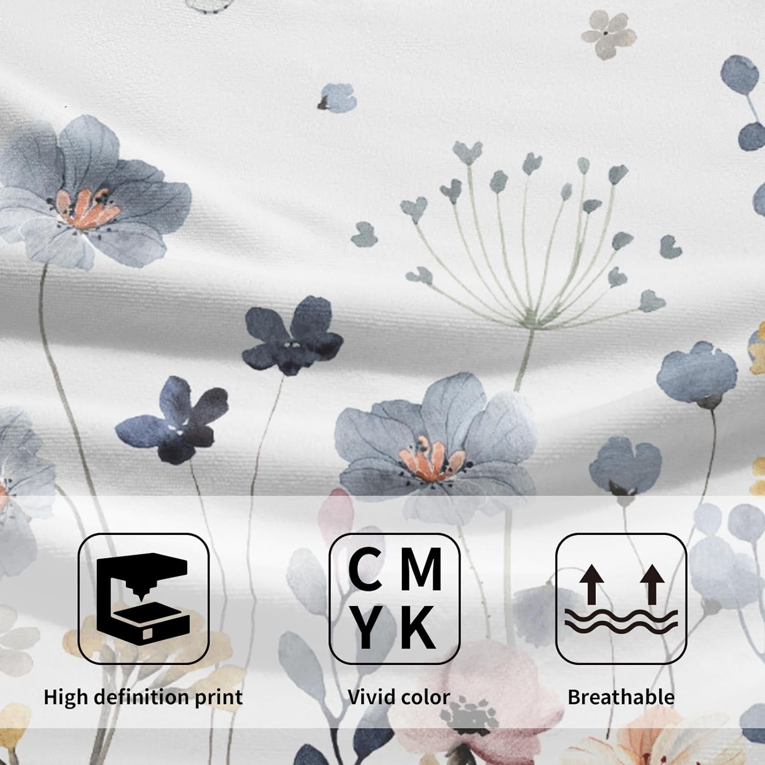 Flowers Grey Hand Towel Set of 2,Wildflowers Towels Lightweight Absorbent Decorative Multipurpose Towels for Yoga Gym Spa Hotel Bathroom Kitchen 28x14 in
