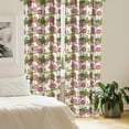 thumbnail image 2 of Ambesonne Lotus Window Curtains, Pink Flowers, Each 28" W x 63" L, Pink Ivory and Green, 2 of 5