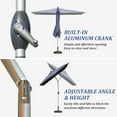 thumbnail image 3 of 6.5'x10' Rectangle Patio Umbrella with Crank and Tilt - UV Resistant Outdoor Market Umbrella, Navy Blue, Aluminum Frame 6 Reinforced Ribs for Pool Deck Garden, 250g Polyester Fade-Resistant Canopy, 3 of 7