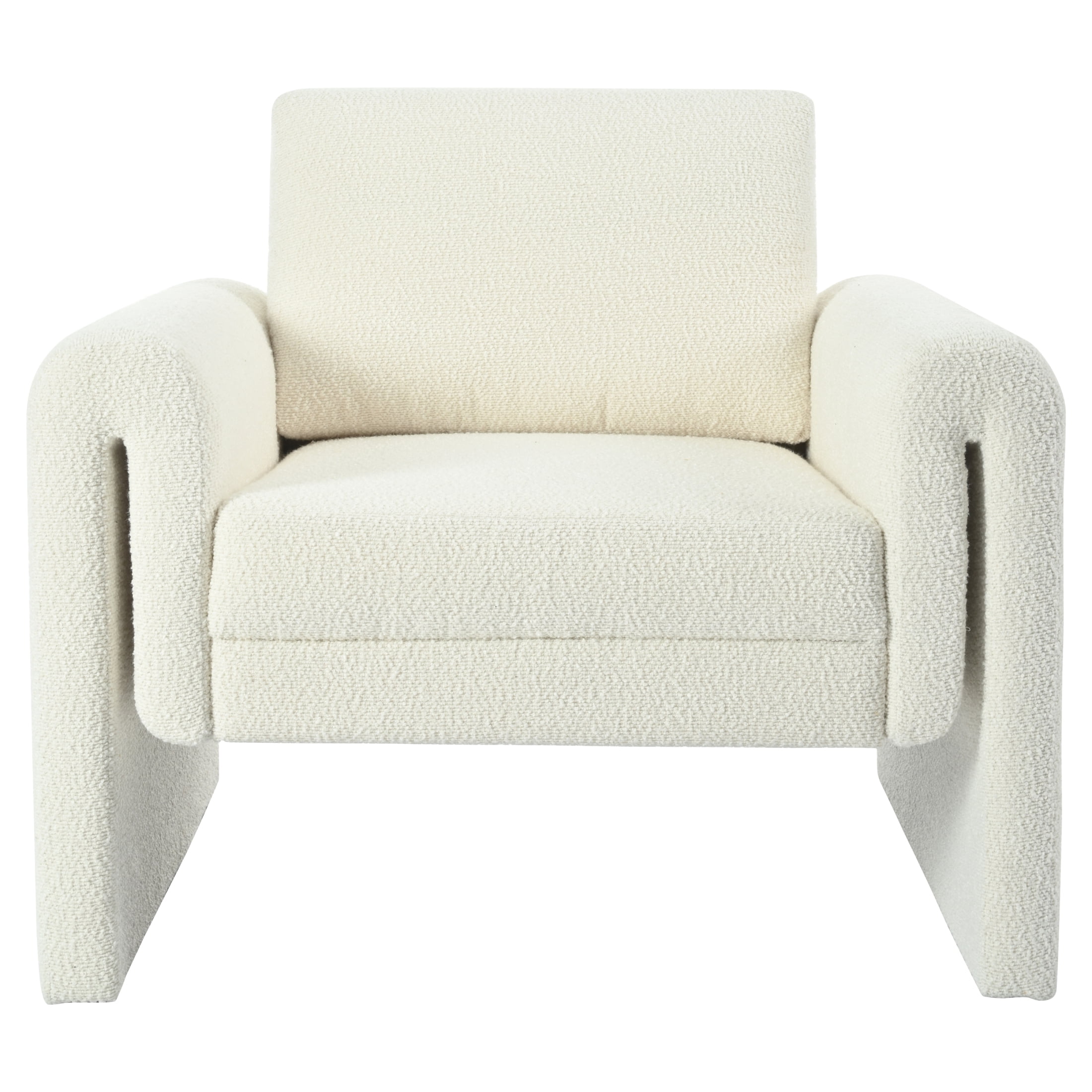 Christopher Knight Home Modern Bouclé Upholstered Accent Chair, Sculptural Armchair, Ivory