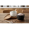 thumbnail image 3 of 2 Pcs Ceramic Salt and Pepper Containers Set, Japanese-Style Spice Jar with Wooden Lid, Kitchen Spice Organizers and Storage, Dual Spoons, 8.5 oz Seasoning Container for Home, Restaurant, 3 of 8