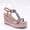 Microfiber Pink, variant on Women's Rhinestone Ankle Strap Boho Espadrille Wedge Sandals