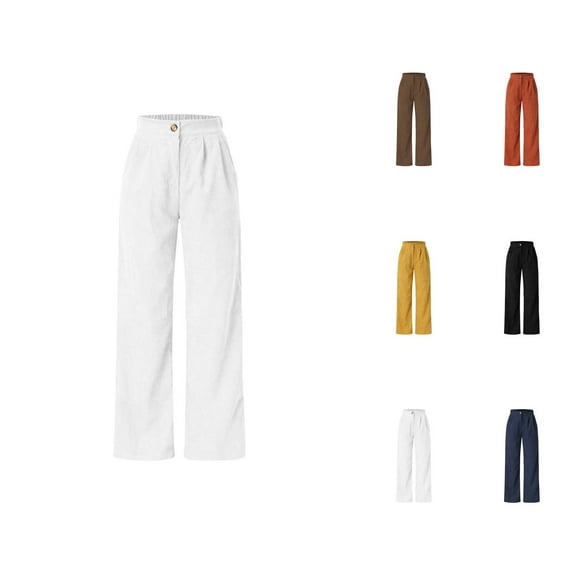 High Waist Cord Wide Leg Pants Straight Trousers Women Big Size Corduroy Pants Women Summer Capri Pants