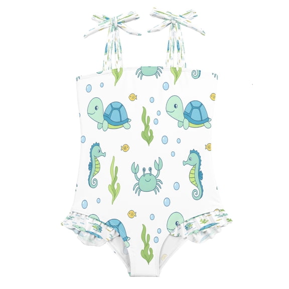 DIXRUYEE Swimsuit One Piece swimwear Turtle Seahorse Crab of Pattern