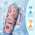 thumbnail image 4 of Halloween Cup, Skeleton Pumpkin Tumbler with Handle and Straw 30oz, Insulated Spooky Gift Mug, 4 of 5