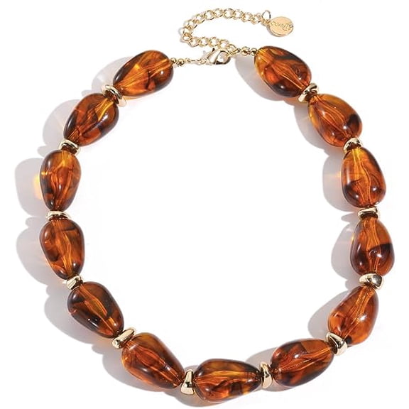 Coiris Chunky Beaded Necklaces for Women Resin Statement Handmade Colorful Large Beads Boho Choker Necklace Jewelry for Women