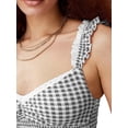 thumbnail image 4 of Women Gingham Lace Trim Square Neck Crop Tank Tops Plaid Y2K Sleeveless Slim Fitted Camis Shirts Black S, 4 of 8