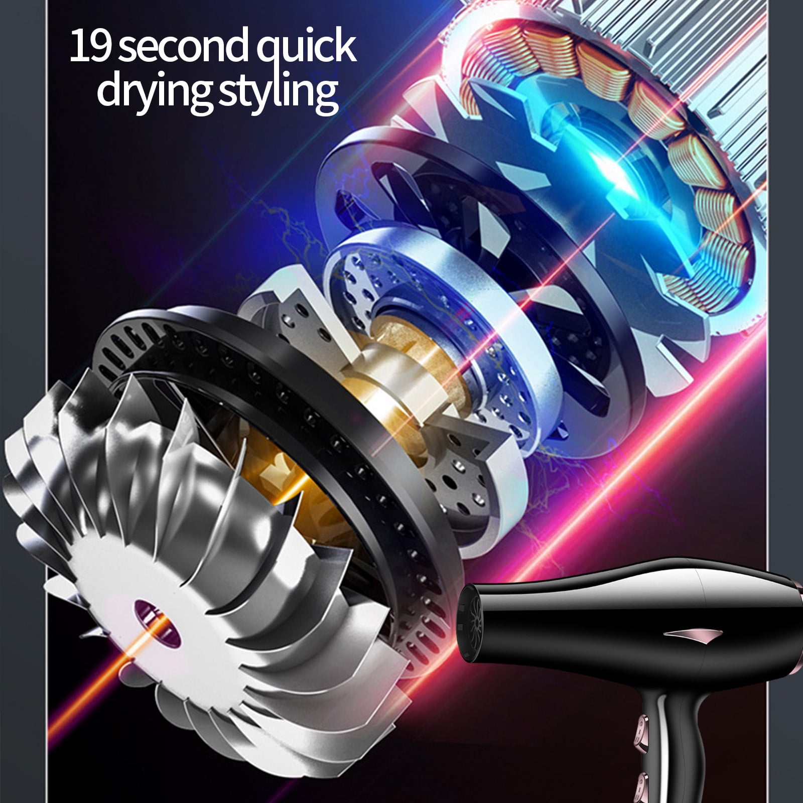 WQQZJJ Blow Dryer Hair Dryer With Diffuser-Lightweight Travel Hairdryer For Normal And Curly Hair Includes Volume Styling Nozzle Hair Blow Dryer