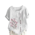 thumbnail image 4 of Pisexur Hauts d'Été pour Femmes, Blouses Habillées Décontractées pour Femmes Hauts à la Mode Chandail Décontracté Imprimé Manches Courtes Col Rond, Grandes Tailles pour Femmes Multicolore, 3TG, 4 of 4