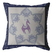 Amrita Sen Horse and Butterflies Double Sided Suede Pillow, Zippered, Purple on Indigo