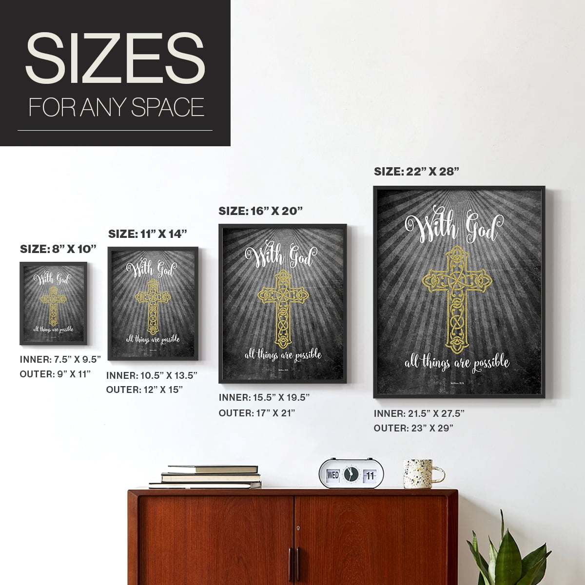 With God Gold Framed Print - Solid Wood in Single Picture Frame Solid Wood 2 Framed Print