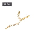 thumbnail image 3 of 10Sets 3mm Leather Cord End Caps with Lobster Clasps & Extender Chain for DIY, Gold Tone, 3 of 6
