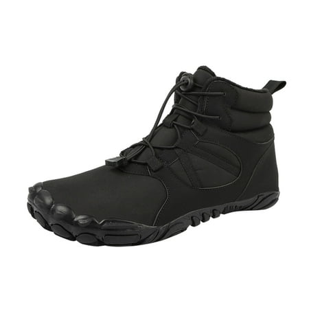 kamemir Womens Snow Boots Vintage Leather Boots Flat Waterproof Fall Winter Round Toe Ankle Boots Shoes Boots for Women(Black 11.5)