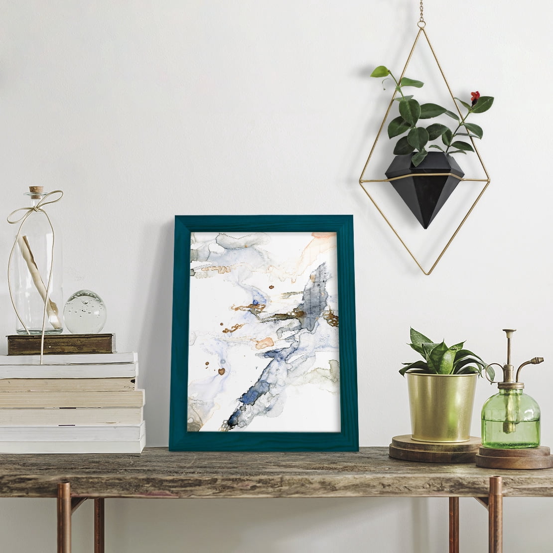 Organic Interlace I -Framed Print w/glass-Ocean Blue