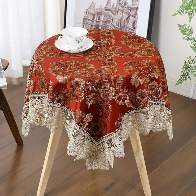 Round Tablecloth Lace Floral Table Cover Dustproof Home Festival Table Cloth