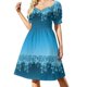thumbnail image 1 of Vestido de verano de mujer con mangas cortas y estampado de purpurina azul, 1 of 7