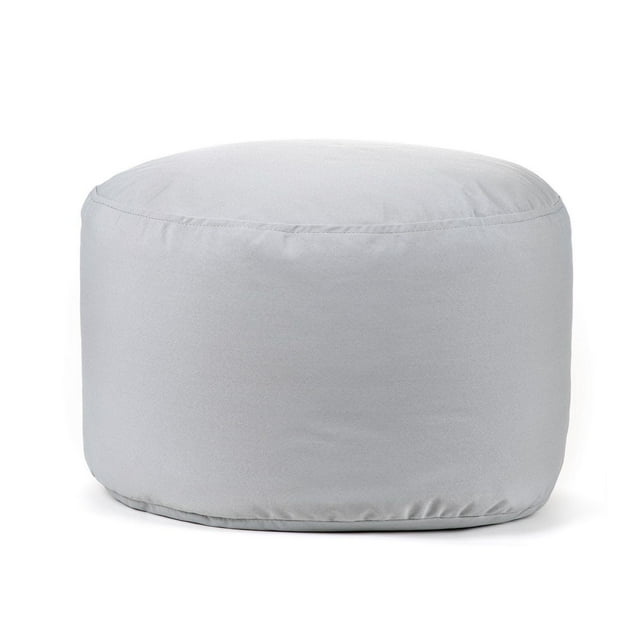 Gouchee Home Soleil Indoor/Outdoor Ottoman – Water-Repellent Silver Pouf with Polystyrene Bead Filling, Lightweight & Durable for Patio, Balcony, or Living Room