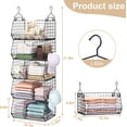 thumbnail image 4 of X-COSRACK 5-Tier Hanging Closet Organizer, Metal Wire Modular Storage Baskets with Dividers & Hooks, Anti-Sag Wardrobe Shelf, Black, 4 of 10