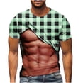 thumbnail image 2 of Jinhomg Mens Funny Party Tops Novelty Funny 3D Muscle Plaid Print T-Shirts Big and Tall Comfy Short Sleeve Crew Neck Tees 2025 Fashion Tops 90 Percent off Clearance Sale White XXXXL, 2 of 5