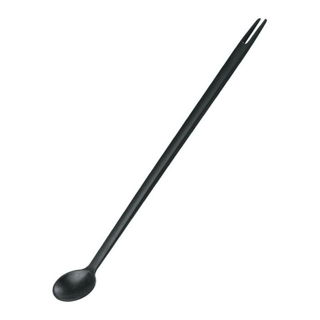 Kearding Cuchara agitadora de doble extremo para cocina, tenedor para mezclar bebidas, postres, magdalenas, aperitivos, cubiertos, agitador, Cocina y Comedor Negro