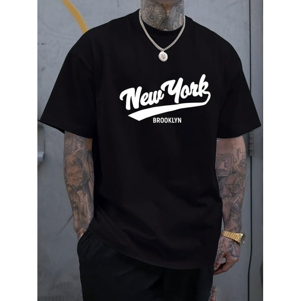 NEW YORK Print Tops, Men's T-shirt, Summer Trendy Casual Short Sleeve Tees, Outdoor Sports Clothing, Leisurewear