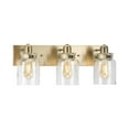 thumbnail image 3 of Calhoun Collection Three-Light Vintage Brass Clear Glass Farmhouse Bath Vanity Light, 3 of 8