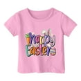 thumbnail image 3 of PMVFHDE T-Shirt Fille T-Shirts Fantaisie pour Fille Hauts pour Fille Été T-Shirts d'Été T-Shirts Fille Enfant Filles Pâques Mignon Graphique Col Rond Manche Courte Tee Été Décontracté T-Shirt Rose,4-5 Ans, 3 of 4