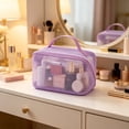 thumbnail image 4 of Dongrere Mesh Makeup Bag, Multi Pocket Lightweight Travel Cosmetic Organizer Pouch, Large Capacity Cosmetic Bag for Women Outdoor Use, Purple, 4 of 6