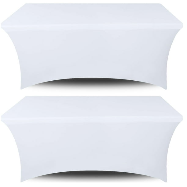 Manteles de mesa blancos clásicos de elastano elástico de 6 pies (paquete de 2)